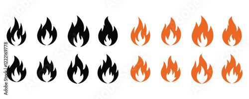 Fire flame icon set vector