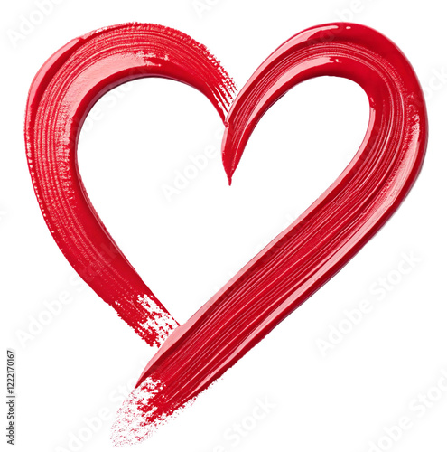 Red acrylic oil texture stroke heart form Valentine Day element
