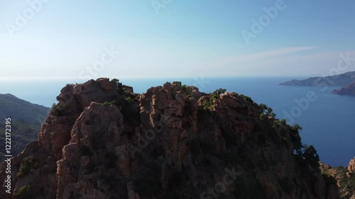 Corscia Calanques de Piana Mountain Road Drone Panorama Corscia France photo