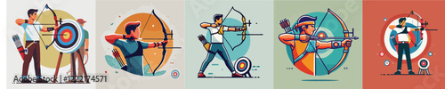 Vector collection of an archery athlete