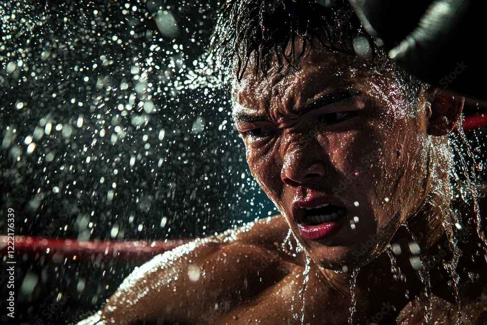 Fototapeta premium cinematic still capturing raw energy of boxing match