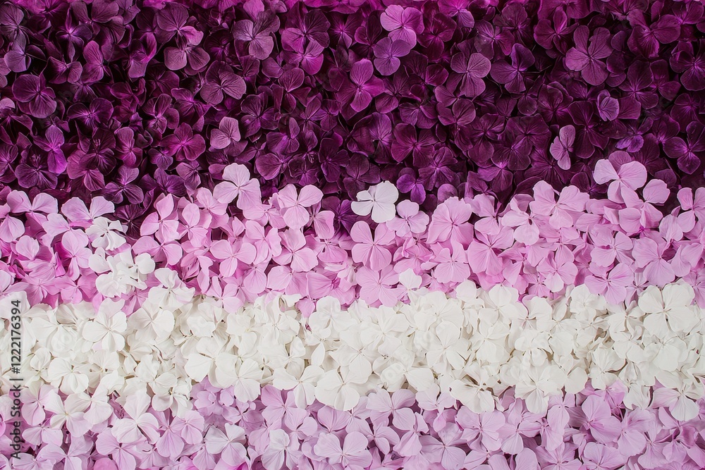 Obraz premium Floral Field Gradient: A field of flowers transitioning from deep purple at the forefront to soft pinks and whites in the background.