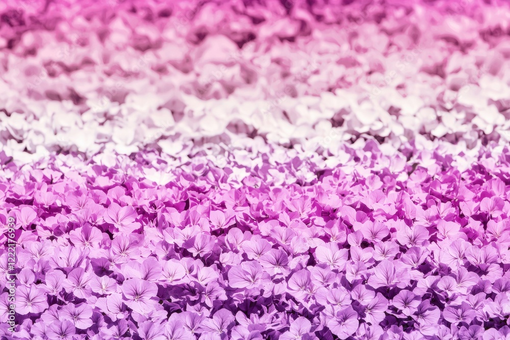 Obraz premium Floral Field Gradient: A field of flowers transitioning from deep purple at the forefront to soft pinks and whites in the background.