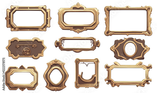 Steampunk Vintage Brass Frame Collection: Retro Bronze Metal Designs for Creative Use