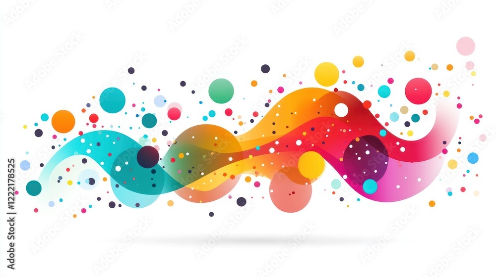 Fototapeta premium Colorful abstract curved shapes with dots, useful for modern designs and technology background
