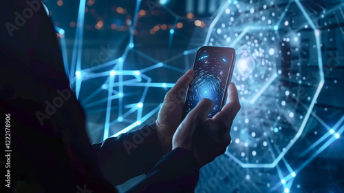 Businessman using chatbot in smartphone online system,