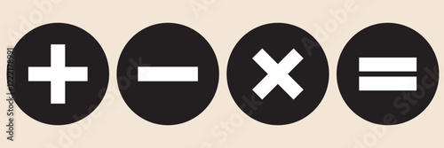 Round plus sign and minus sign icon set. Vector. plus minus icon.