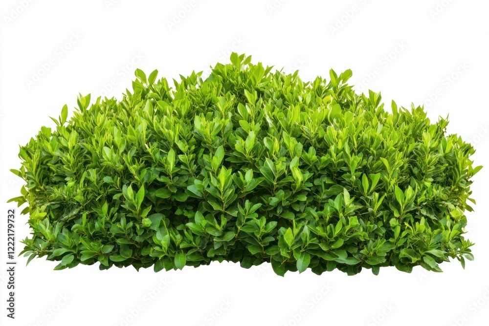 Fototapeta premium Lush green shrub, garden plant, isolated on white, landscaping design