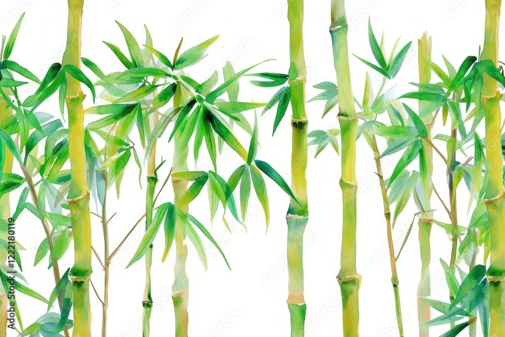 Obraz premium Bamboo watercolor border backgrounds plant freshness.