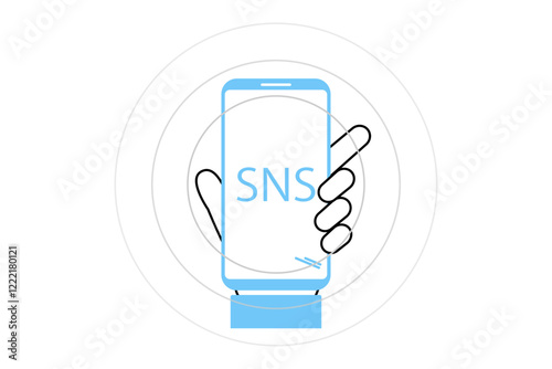 SNSで情報を拡散させるイメージイラスト