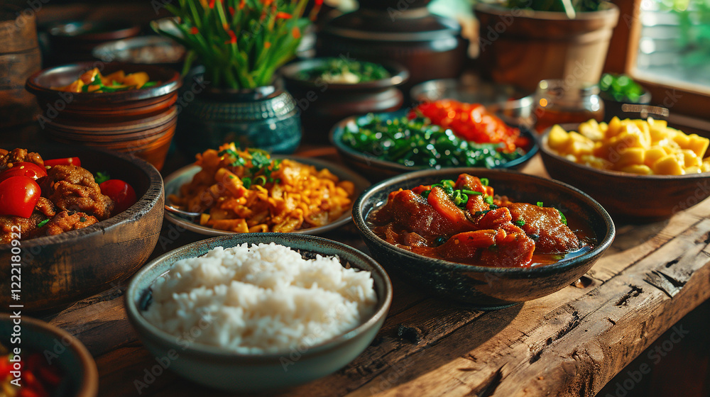 Delicious Paneer Butter Masala with Rice In Plate Blurry Background Delicious Paneer Butter Masala with Rice In Plate Blurry Background