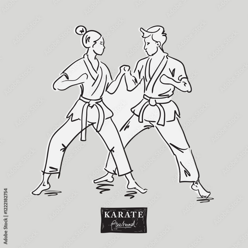 Fototapeta premium Karate freehand drawing, vector illustration design.
