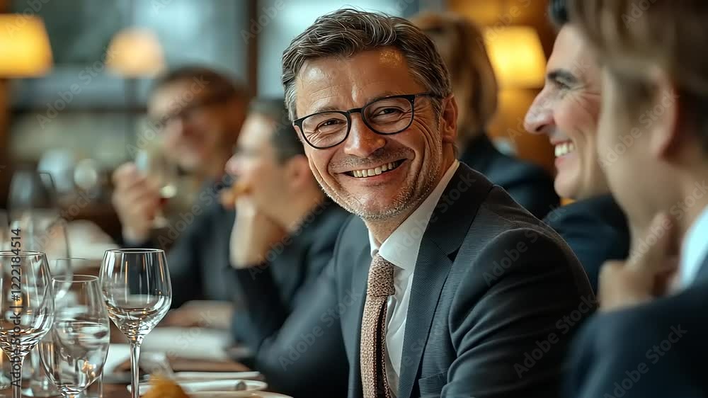Business meeting with smiling professionals in a restaurant Business meeting with smiling professionals in a restaurant