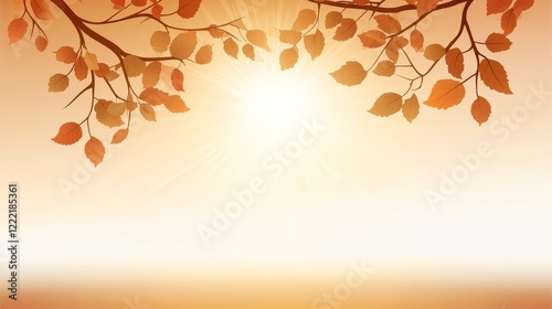 Golden autumn leaves and sunlight background for fall designs sunkissed photo