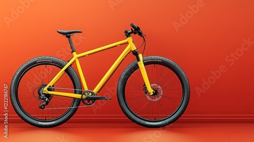 Wallpaper Mural Vibrant Yellow Mountain Bike Against a Bold Orange Background Torontodigital.ca
