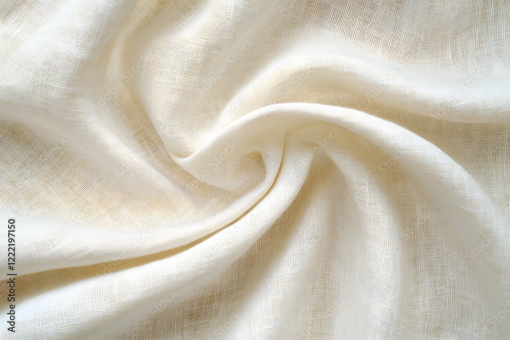 Soft, creamy off-white linen fabric with elegant folds and wrinkles. Soft, creamy off-white linen fabric with elegant folds and wrinkles.
