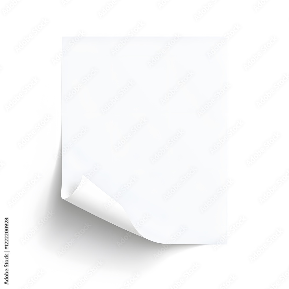 Blank white paper sheet with curled corner, isolated on white background. Blank white paper sheet with curled corner, isolated on white background.