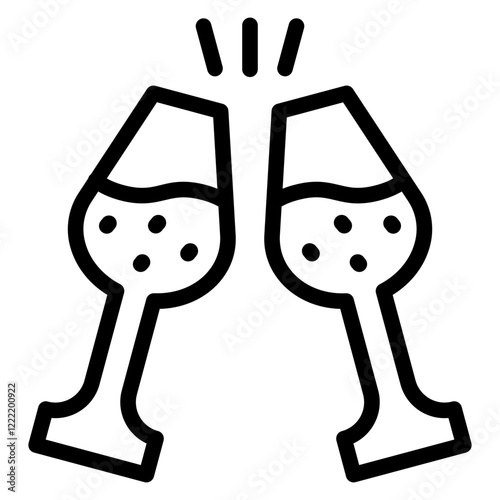 New Year’s Champagne Glasses line icon