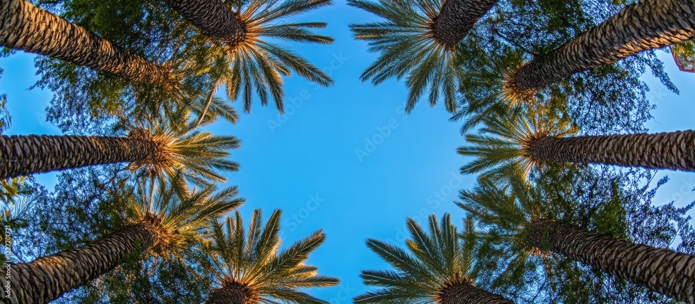 Palm Trees Encircling a Vivid Blue Sky Palm Trees Encircling a Vivid Blue Sky