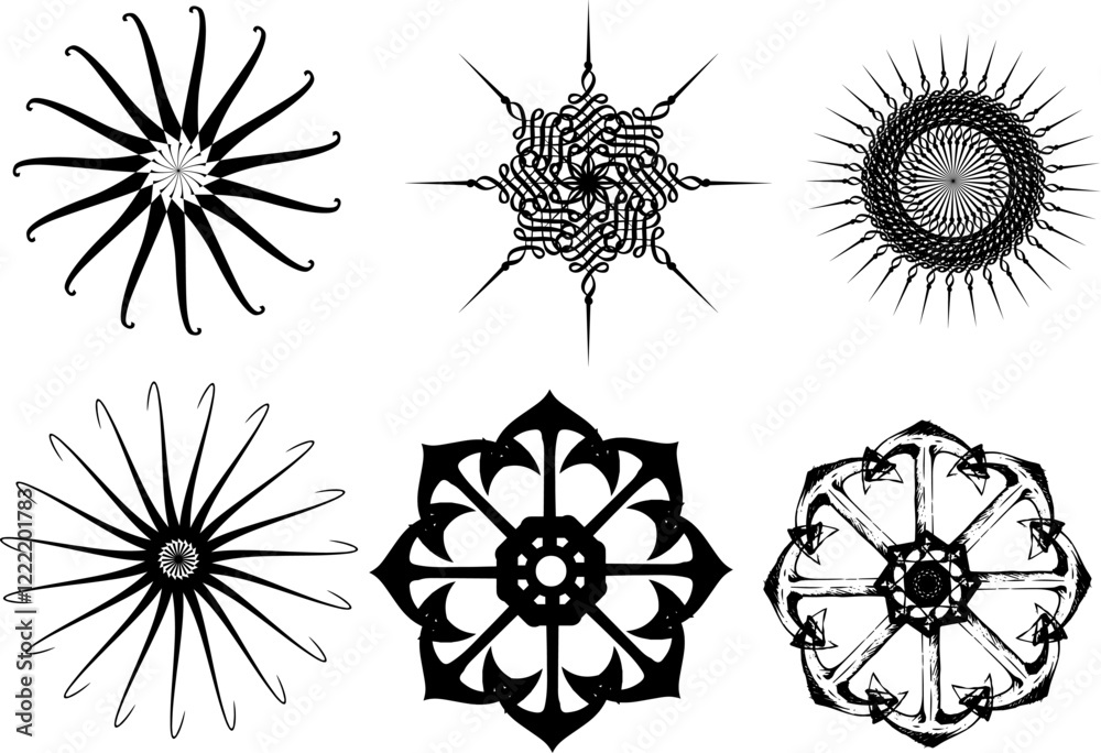 Set Of Black And White Mandala Vector Illustration, Mandala Vector Design Bundle, Mandala Vector Illustration Set Set Of Black And White Mandala Vector Illustration, Mandala Vector Design Bundle, Mandala Vector Illustration Set