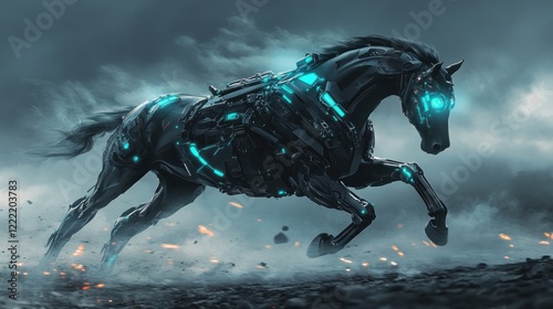 Cybernetic Stallion: A Futuristic Vision of Power and Grace