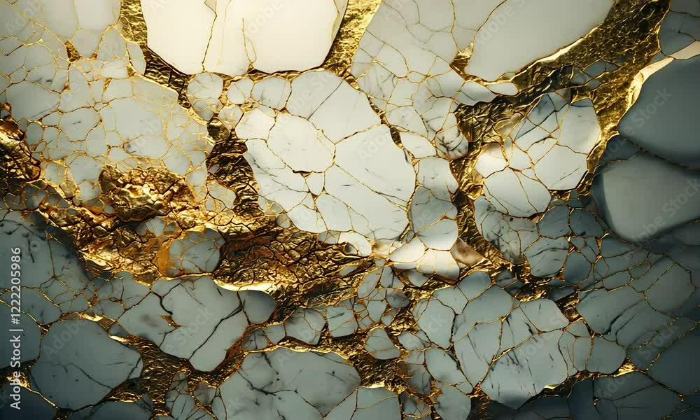 Cracked white gold marble texture background