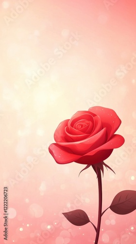 Wallpaper Mural Beautiful Red Rose on Soft Blurred Background with Gentle Bokeh Effect and Romantic Vibe for Various Uses Torontodigital.ca