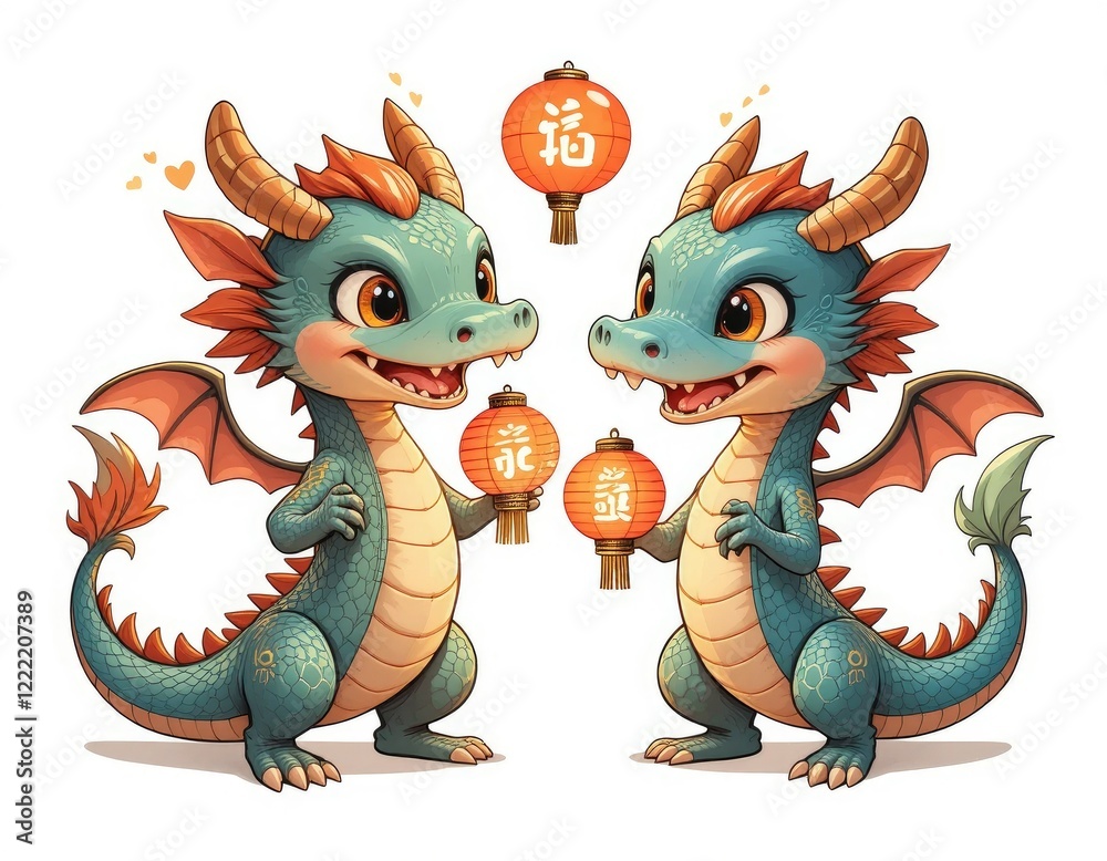 Naklejka premium Red dragon (Generative Ai)