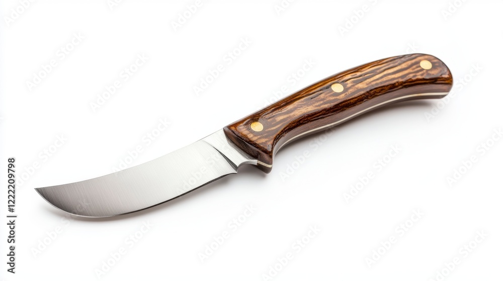 Fototapeta premium Handcrafted Hunting Knife with Wood Handle and Sharp Blade