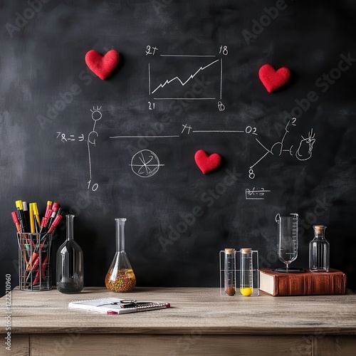 Creative Classroom with Hearts and Science Equipment