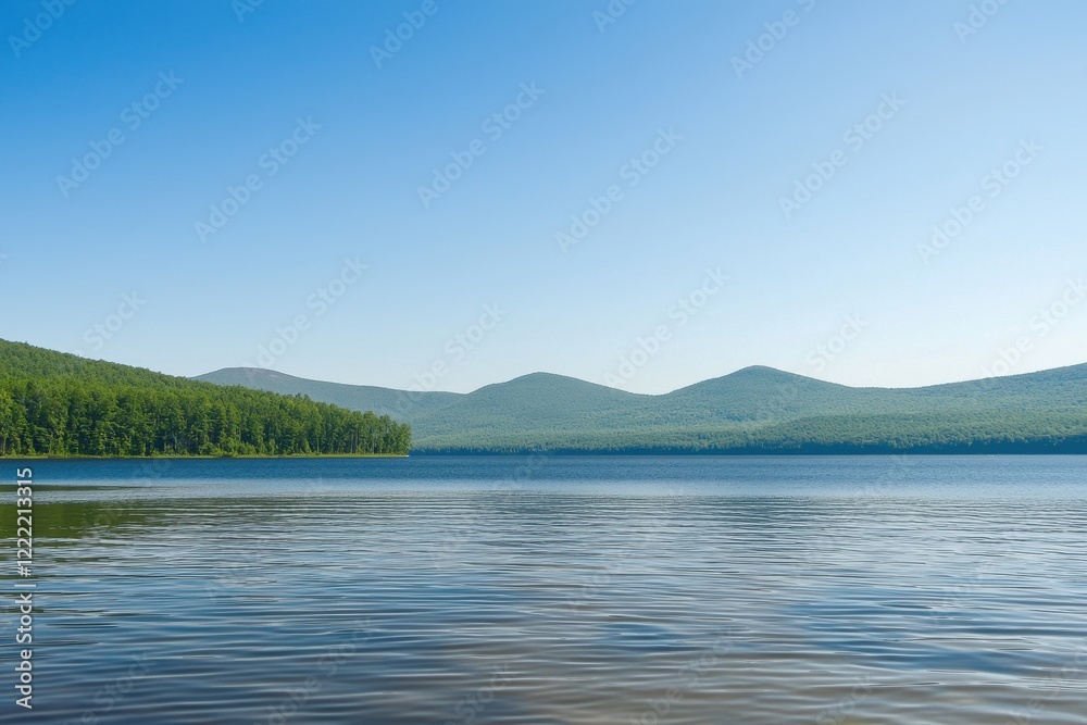 Mountain Lake Gradient: A mountain lake with water transitioning from clear near the shore to deep blue in the center. Mountain Lake Gradient: A mountain lake with water transitioning from clear near the shore to deep blue in the center.