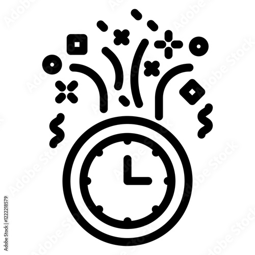New Year Clock line icon