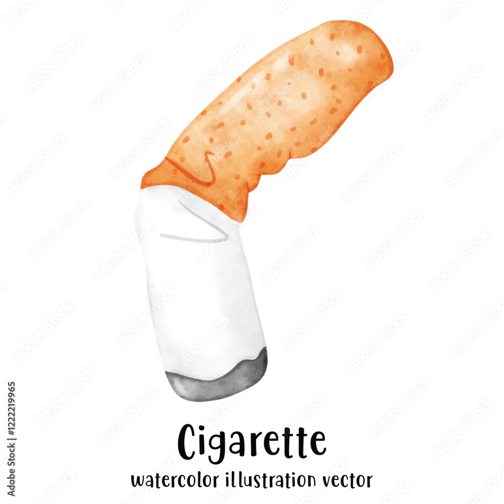Fototapeta premium Cigarette, stop smoking, watercolor vector illustration 