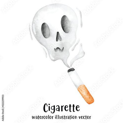 Cigarette, stop smoking, watercolor vector illustration 