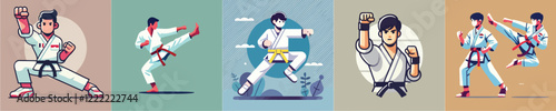 Vector collection of a martial arts athlete