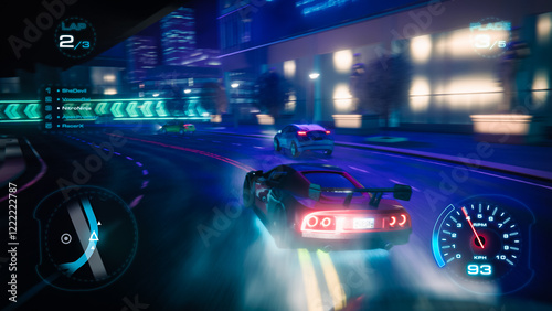 Foto Gameplay of a Racing Simulator Video Game Featuring Live Online Tournament
