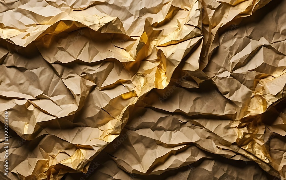 Crumpled Aged Paper with Gold Streaks Symbolizing the Beauty of Imperfection Crumpled Aged Paper with Gold Streaks Symbolizing the Beauty of Imperfection