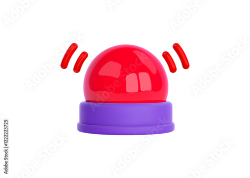 Siren light 3d icon. Emergency alert, police alarm, security concept. Emergency red flasher siren isolated in cartoon realistic style.