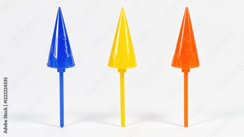 Dive flag markers against a soft white background, emphasizing their bold colors and clear visibility Dive flag markers against a soft white background, emphasizing their bold colors and clear visibility