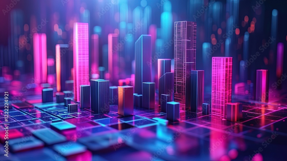 Obraz premium Futuristic Strategy Concept in 3D Visualization for Business Growth and Innovation