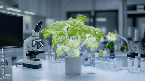 Biotechnology lab showcasing advanced plant genetic engineering photo