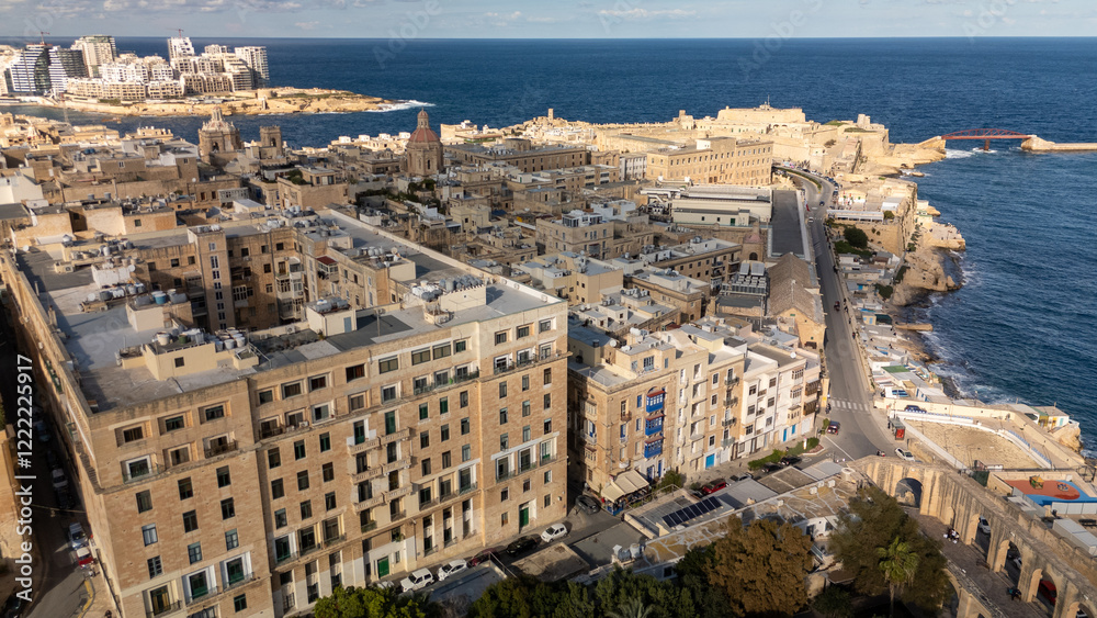 Aerial image in Malta during winter holidays.