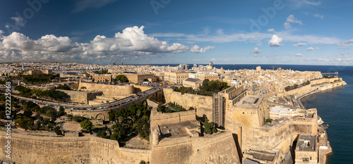 Aerial footage in Malta during winter holidays.	