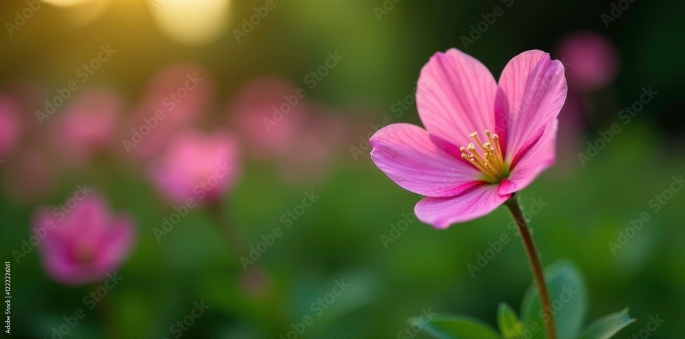 Pink Evening Primrose stem with tiny white flowers in the garden, botany, botanical Pink Evening Primrose stem with tiny white flowers in the garden, botany, botanical