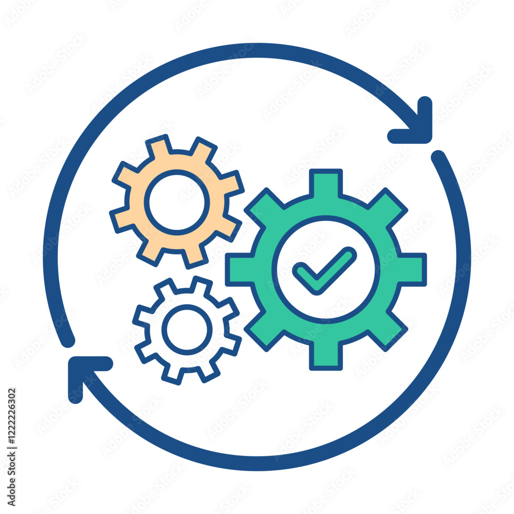 Process Optimization Icon – Circular Gears Representing Workflow Automation and Efficiency Process Optimization Icon – Circular Gears Representing Workflow Automation and Efficiency