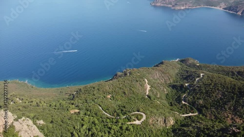 Corscia Calanques de Piana Mountain Road Drone Panorama Corscia France photo