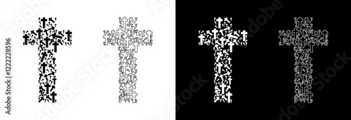 A large cross assembled from many crosses. Illustration of salvation.