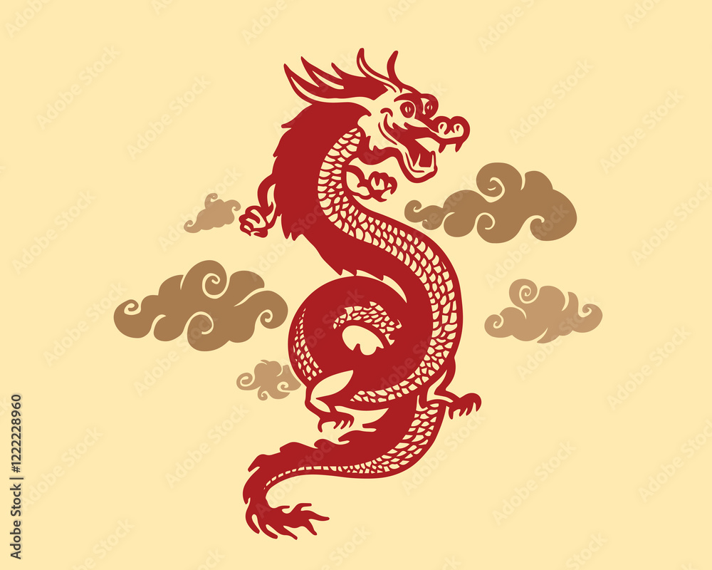 Obraz premium mascot vector Chinese Dragon art style illustration