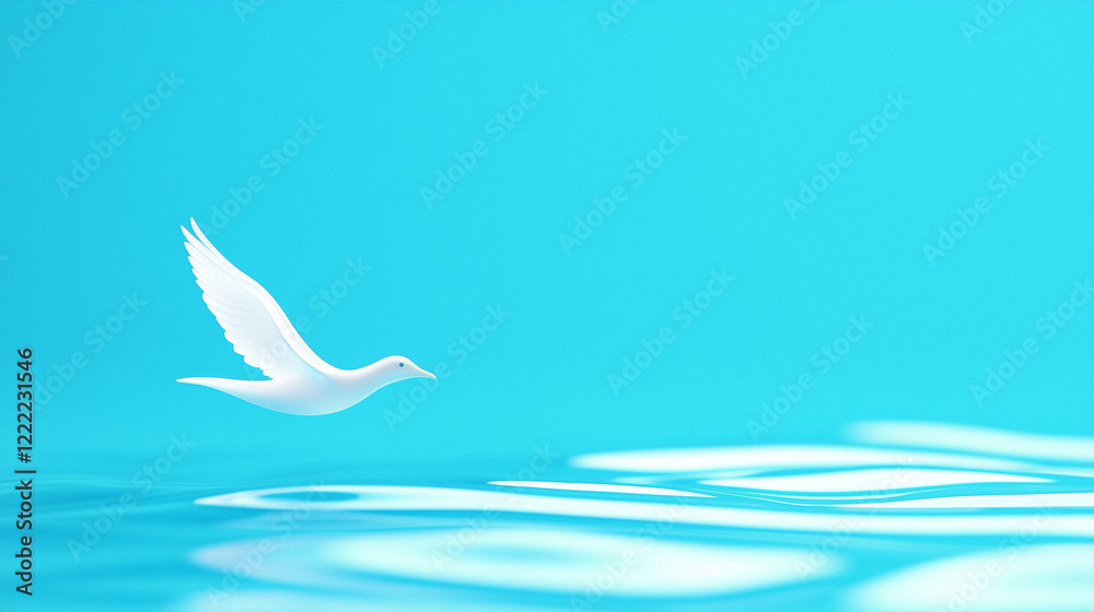 Obraz premium White Dove Flying Over Water: Symbol of Peace and Freedom