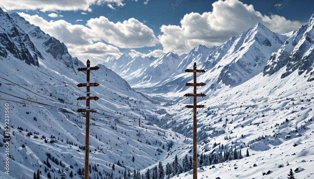 Majestic Snowy Mountain Valley